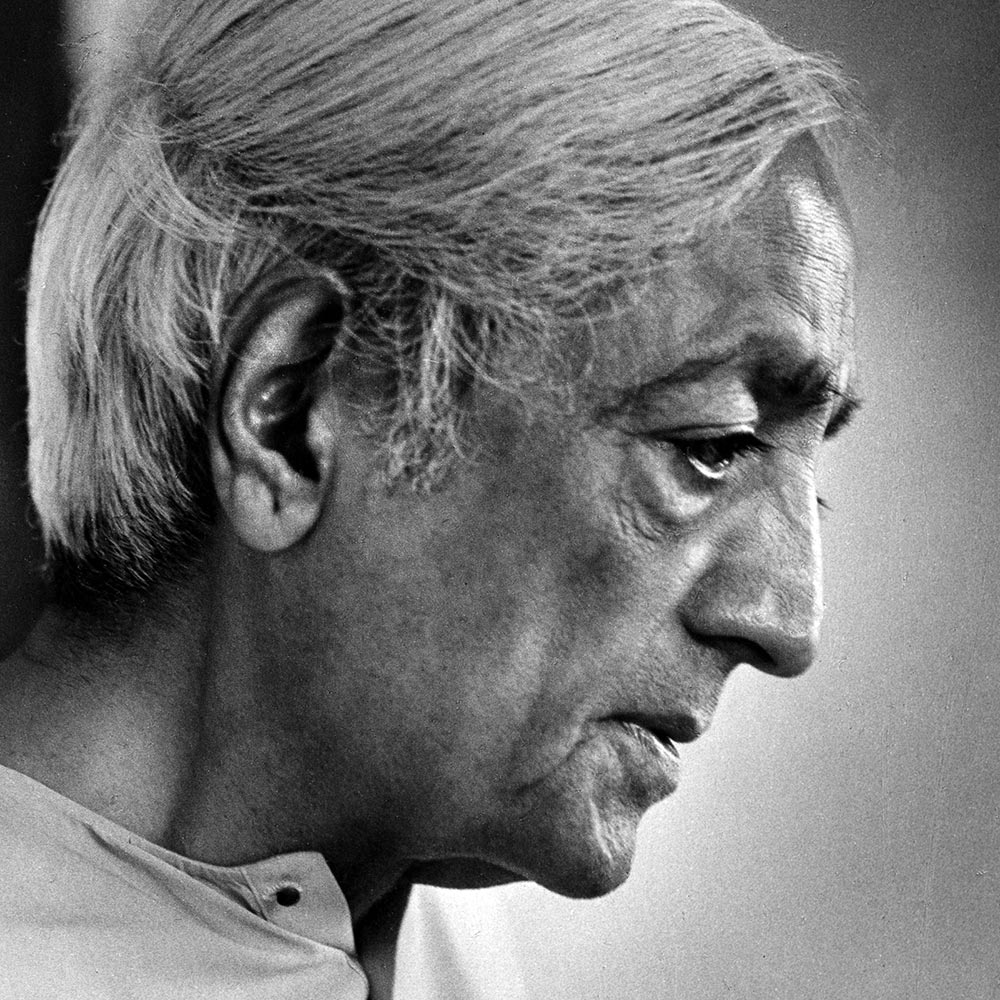 black and white photograph of j krishnamurti profile